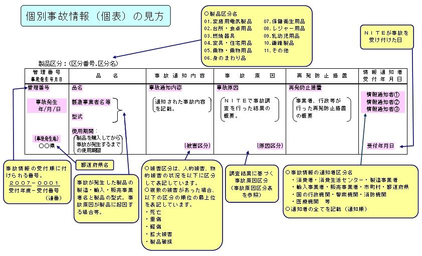 個別事故情報（個表）の見方