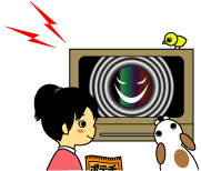 テレビを見ている人物のイラスト