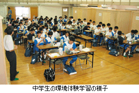 中学生の環境体験学習の様子