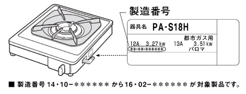 株式会社パロマ　家庭用卓上型ガスこんろ