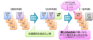 合併申請及び一括申請の違い図